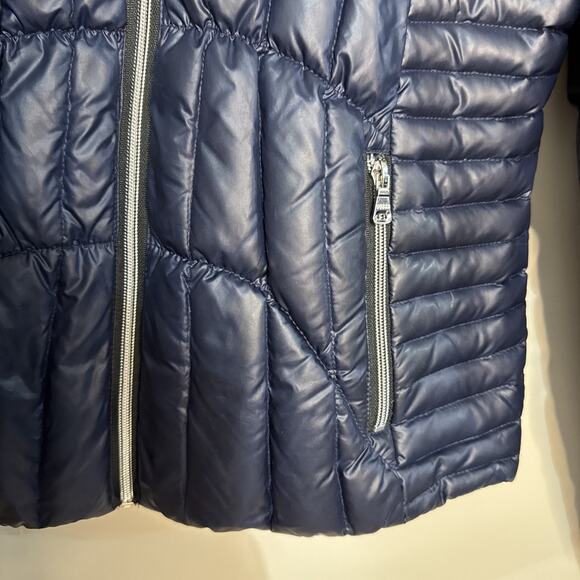 Guess Womens Jacket Quilted Puffer Insulated Zip Front Mock Collar Navy Blue M - Picture 16 of 16